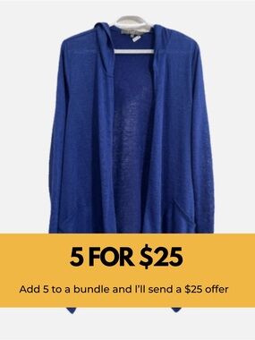 Essentials Royal Blue Open-Front Hooded Cardigan